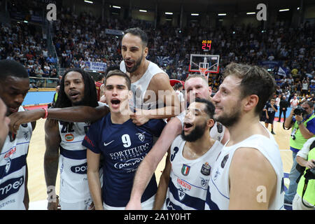 Bologne, Italie, 29 septembre 2019, le bonheur d'une amende de la Partita Fortitudo Bologne Bologne POMPEA au cours de Fortitudo Vs Umana Venezia Reyer - Basket-ball italien une série Championship - Crédit : LPS/Michele Nucci/Alamy Live News Banque D'Images