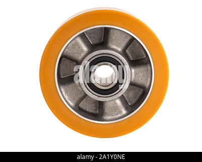 Une roue industrielle en aluminium et polyuréthane Banque D'Images