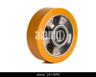 Une roue industrielle en aluminium et polyuréthane Banque D'Images