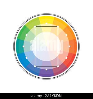Arc-en-ciel multicolore polychrome versicolor spectrale cercle de 12 segments. La palette de couleur harmonique spectrale du peintre. Illustration de Vecteur