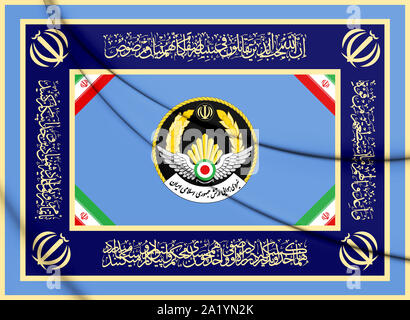 3D République islamique d'Iran Air Force Flag. 3D Illustration. Banque D'Images