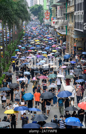 29 septembre 2019 à Hong Kong. La lutte contre le totalitarisme mondial de mars. Des milliers de personnes ont pris part à un mars non autorisé à l'Amirauté de Causeway Bay à Hong Kong. Banque D'Images