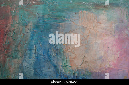 Grunge peinture sur sol en bois, abstract multicolor sur la vieille planche en bois texture background scandinavianBrushstrokes de peinture. Contemporain de l'art moderne. Banque D'Images