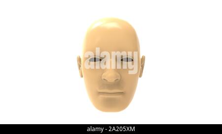 Le rendu 3D d'un visage humain isolé en fond blanc Banque D'Images