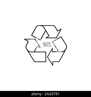 Peu importe le matériel organique Bio symbole de recyclage pour 50, 50  %. Stock Vector illustration isolé sur fond blanc. Illustration de Vecteur