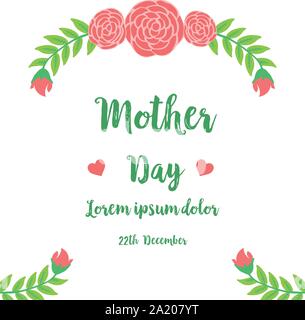 Rose Fleur cadre moderne pour le texte de la journée. Vector Illustration de Vecteur
