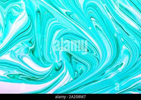 Art abstrait en liquide couleur menthe de texture. Résumé La texture de l'acrylique liquide. Banque D'Images