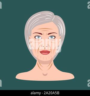 Senior Lady isolé sur le fond sombre, Vector Illustration Illustration de Vecteur