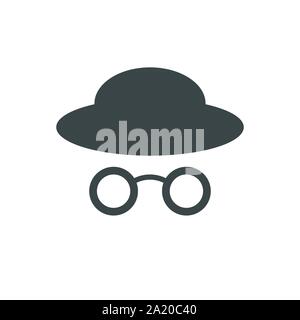 Profil de l'ancien chapeau Lunettes styliste symbole vecteur modèle de conception de logo graphique Illustration de Vecteur