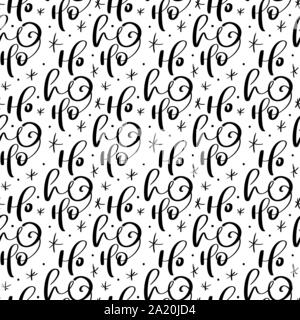 Seamless pattern vecteur noël calligraphique avec texte ho ho ho. Fond d'hiver pour la conception textile, tissu mural web, cartes de vœux Illustration de Vecteur