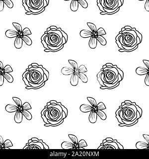 Hand drawn roses et fleurs de frangipanier de fond transparent Illustration de Vecteur