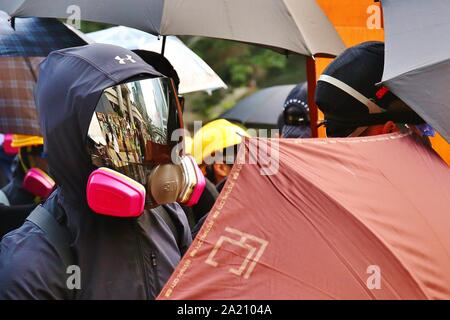 Hong Kong, Chine. Sep 29, 2019. Des dizaines de milliers de manifestants anti-non autorisé à un totalitarisme que mars se transforme en émeutes entre Hong Kong police et manifestants. Gonzales : Crédit Photo/Alamy Live News Banque D'Images
