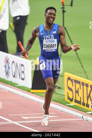 Michael Cherry (USA). Relais 4x400 mètres finales. Championnats du monde d'athlétisme de l'IAAF, Doha 2019 Banque D'Images