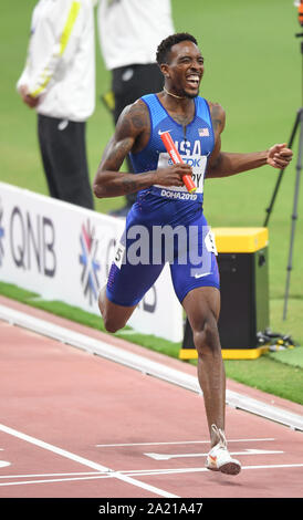 Michael Cherry (USA). Relais 4x400 mètres finales. Championnats du monde d'athlétisme de l'IAAF, Doha 2019 Banque D'Images