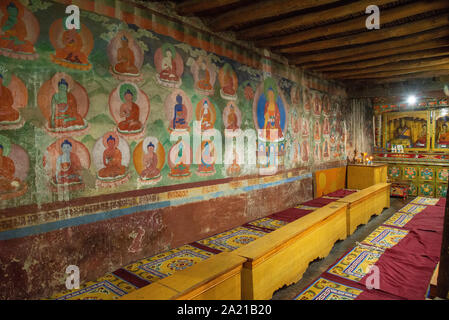 Intérieur du monastère de Thisey au Ladakh, Inde Banque D'Images