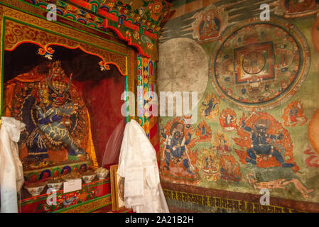 Intérieur du monastère de Thisey au Ladakh, Inde Banque D'Images