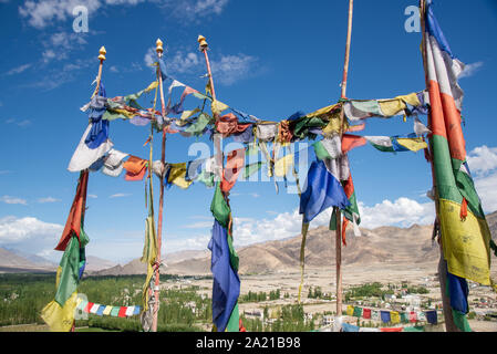 Vue de la vallée de l'Indus au monastère de Thiksey au Ladakh, Inde Banque D'Images
