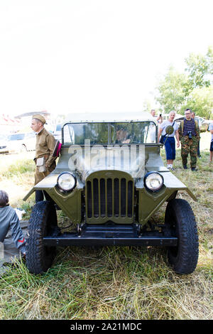 07.07.2019 Moscow. La Russie. Ancien véhicule militaire de l'URSS pendant la seconde guerre mondiale pour la reconstruction de l'événements militaires Banque D'Images