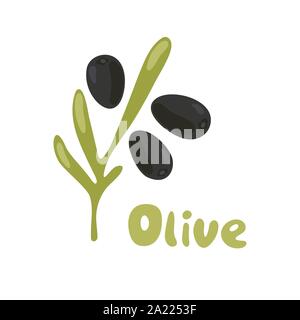 Logo d'olive vecteur conception de modèle. Doodle image pour un livre de recettes Illustration de Vecteur