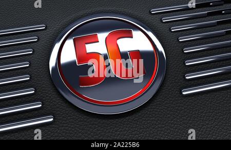 gros plan sur le bouton rouge. Concept de symbole 5G . Rendu 3d Banque D'Images