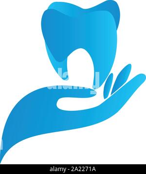 Main et dent, dent, dentiste logo Illustration de Vecteur