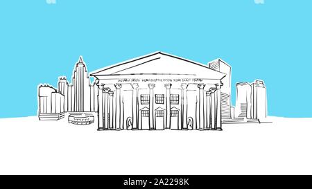 Astana Kazakhstan Lineart Croquis Vecteur Illustration tirée. et sur fond bleu. Illustration de Vecteur