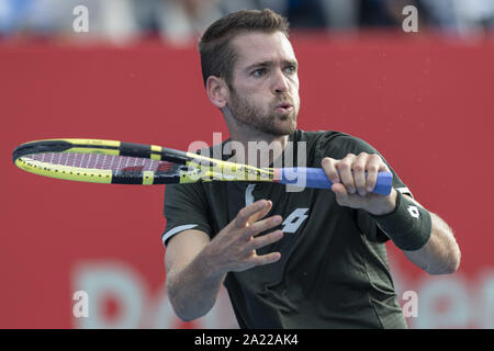 Tokyo, Japon. Sep 30, 2019. Austin Krajicek (USA) en action au cours de la première journée du Rakuten Japon Open Tennis Championships 2019, Men's match de double, au Colisée Ariake. Le tournoi a eu lieu du 30 septembre au 6 octobre. Dominic Inglot (GBR) et Austin Krajicek (USA) a remporté plus de Jean-Julien Rojer (NED) et Horia Tecau Crédit : Rodrigo Reyes Marin/ZUMA/Alamy Fil Live News Banque D'Images