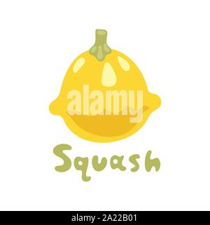 Légumes de saison squash gourd, illustration vectorielle. Patty pan squash. L'image verte et jaune isolé sur fond blanc. Illustration de Vecteur