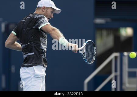Tokyo, Japon. Sep 30, 2019. Dominic Inglot (GBR) en action au cours de la première journée du Rakuten Japon Open Tennis Championships 2019, Men's match de double, au Colisée Ariake. Le tournoi a eu lieu du 30 septembre au 6 octobre. Dominic Inglot (GBR) et Austin Krajicek (USA) a remporté plus de Jean-Julien Rojer (NED) et Horia Tecau Crédit : Rodrigo Reyes Marin/ZUMA/Alamy Fil Live News Banque D'Images