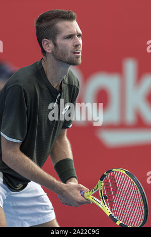 Tokyo, Japon. Sep 30, 2019. Austin Krajicek (USA) en action au cours de la première journée du Rakuten Japon Open Tennis Championships 2019, Men's match de double, au Colisée Ariake. Le tournoi a eu lieu du 30 septembre au 6 octobre. Dominic Inglot (GBR) et Austin Krajicek (USA) a remporté plus de Jean-Julien Rojer (NED) et Horia Tecau Crédit : Rodrigo Reyes Marin/ZUMA/Alamy Fil Live News Banque D'Images