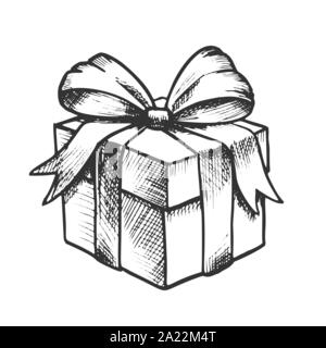 Gift box fermé et Bow décoration retro Vector Illustration de Vecteur