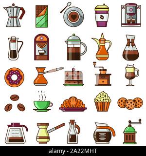 Café ou chambre Menu Icon Set Illustration de Vecteur