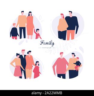 Famille - télévision style design jeu de caractères vectoriels Illustration de Vecteur