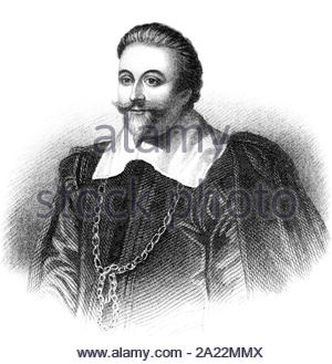 Francis Cottington portrait, 1er baron Cottington, 1579 - 1652, a été l'anglais lord trésorier dans la cour de Charles I, illustration de 1850 vintage Banque D'Images