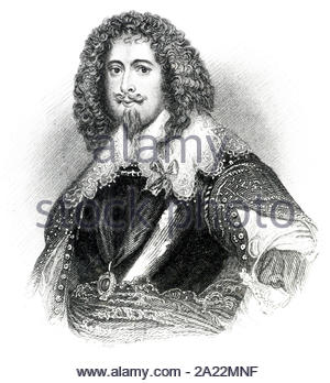 Edward Sackville portrait, 4e comte de Dorset, 1591 - 1652, était un courtisan anglais, soldat et homme politique, illustration de 1850 vintage Banque D'Images