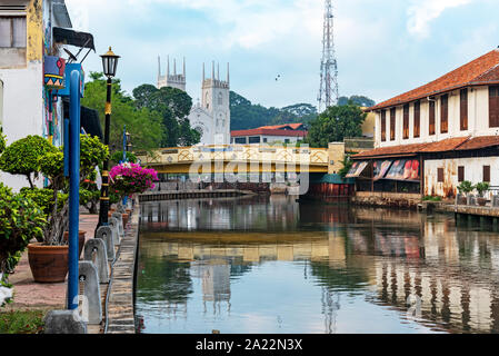 Journée sur la vieille ville de Malacca ville et la rivière Malacca. C'est un site du patrimoine mondial de l'Unesco en Malaisie Banque D'Images