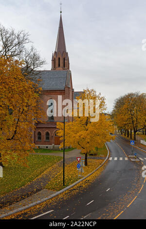 Domkirke Eglise en automne à Fredrikstad en Norvège Banque D'Images