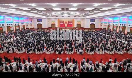 Beijing, Chine. Sep 30, 2019. Une réception est organisée pour célébrer le 70e anniversaire de la fondation de la République populaire de Chine (RPC) dans le Grand Hall du Peuple à Beijing, capitale de la Chine, 30 septembre 2019. Credit : Zhang Ling/Xinhua/Alamy Live News Banque D'Images