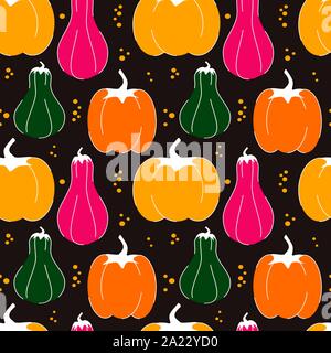 Automne coloré transparente modèle vecteur illustration avec télévision à la main et les baies de citrouille texture d'automne sur fond noir pour Thanksgiving, harve Illustration de Vecteur