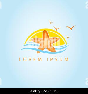 Dans l'étoile de style plat. Dans l'icône Marine cartoon style. Vector illustration d'été. Illustration de Vecteur