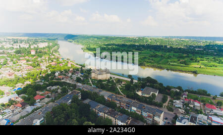 Vue aérienne du fort médiéval de Soroca, République de Moldova Banque D'Images