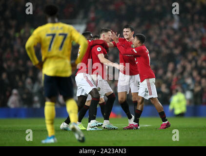 McTominay Scott Manchester United fête marquant son premier but de côtés du jeu pendant la Premier League match à Old Trafford, Manchester. Banque D'Images