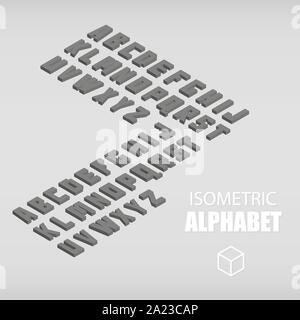 Ensemble d'alphabet isométrique gris. Vector illustration. Illustration de Vecteur