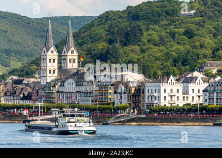 Vieille ville de Boppard dans le Rheingau, au patrimoine mondial de l Vallée du Haut-Rhin moyen, Allemagne Banque D'Images