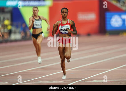 Doha, Qatar. Sep 30, 2019. Salwa Eid Naser de Bahreïn en compétition dans le 400 mètres pour les femmes au cours de la 17e Championnats du monde d'athlétisme IAAF à la Khalifa Stadium de Doha, au Qatar. Ulrik Pedersen/CSM/Alamy Live News Banque D'Images