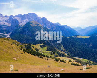 Doss del Sabion, vue sur la Val Rendena, Trentino-Alto Adige, Italie du nord, Dolomites Banque D'Images