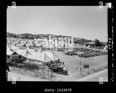 Les perturbations de la Palestine de 1936. Le Camp Balaclava du 8ème Hussards, près de Talpioth en arrière-plan Banque D'Images