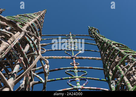 Partie de Watts Towers, un ensemble de structures et de l'art dans les pays à faible revenu Watts de Los Angeles, Californie Banque D'Images