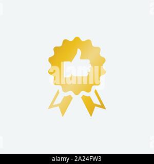 Icône médaille approuvé ou certifié. Le symbole du prix. Icône médaille approuvé ou certifié de forme plate. Symbole Prix isolé sur fond gris Illustration de Vecteur
