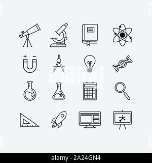 L'équipement scientifique en laboratoire Icon Set. Design plat d'illustration vectorielle, de l'éducation, la science télévision icon set icon set Illustration de Vecteur